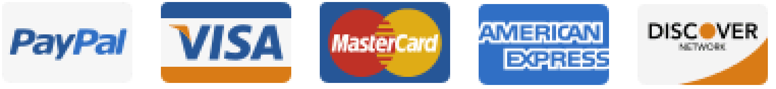 PayPal, Visa, Mastercard, American Express, Discover