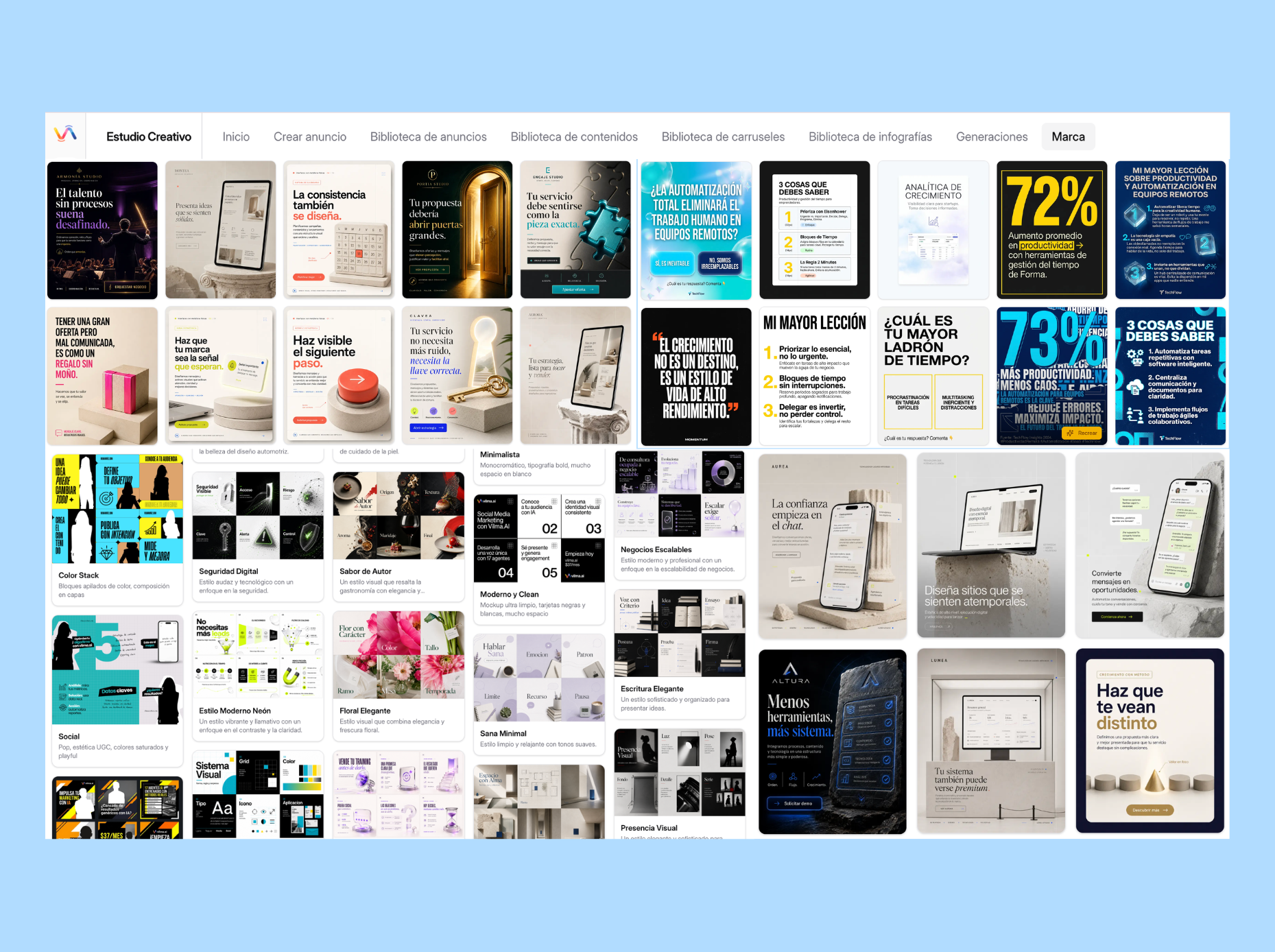 Biblioteca creativa en Vilma.AI