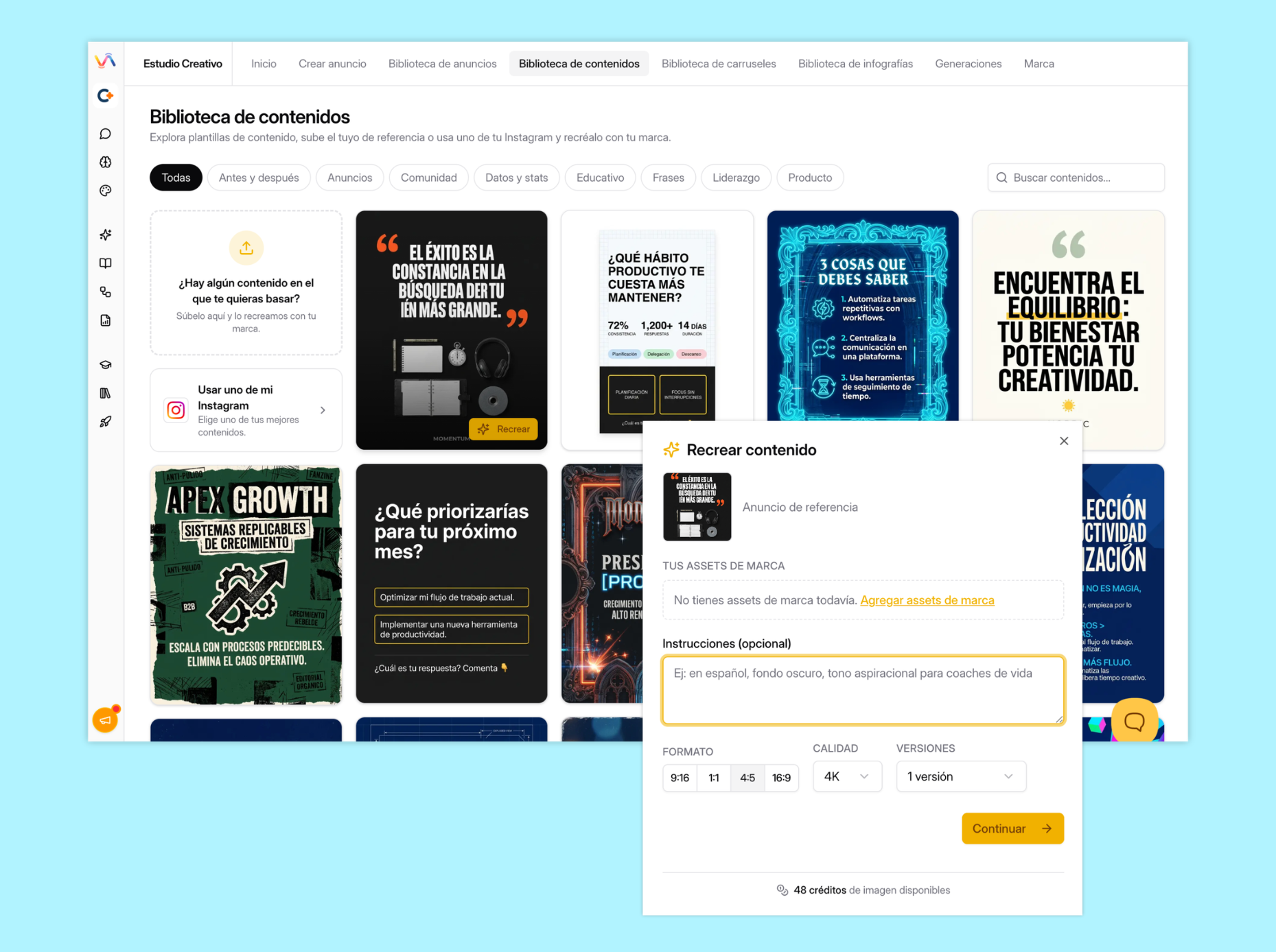 Biblioteca de contenidos en Vilma.AI
